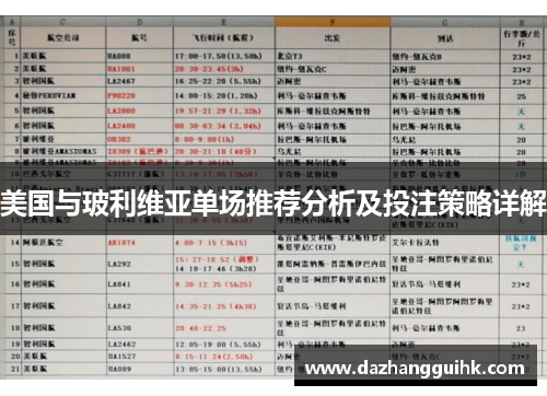 美国与玻利维亚单场推荐分析及投注策略详解